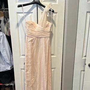 Amsale Pink Ruched One Shoulder Maxi Gown